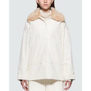 Ganni Cream Jacket with Tan Collar